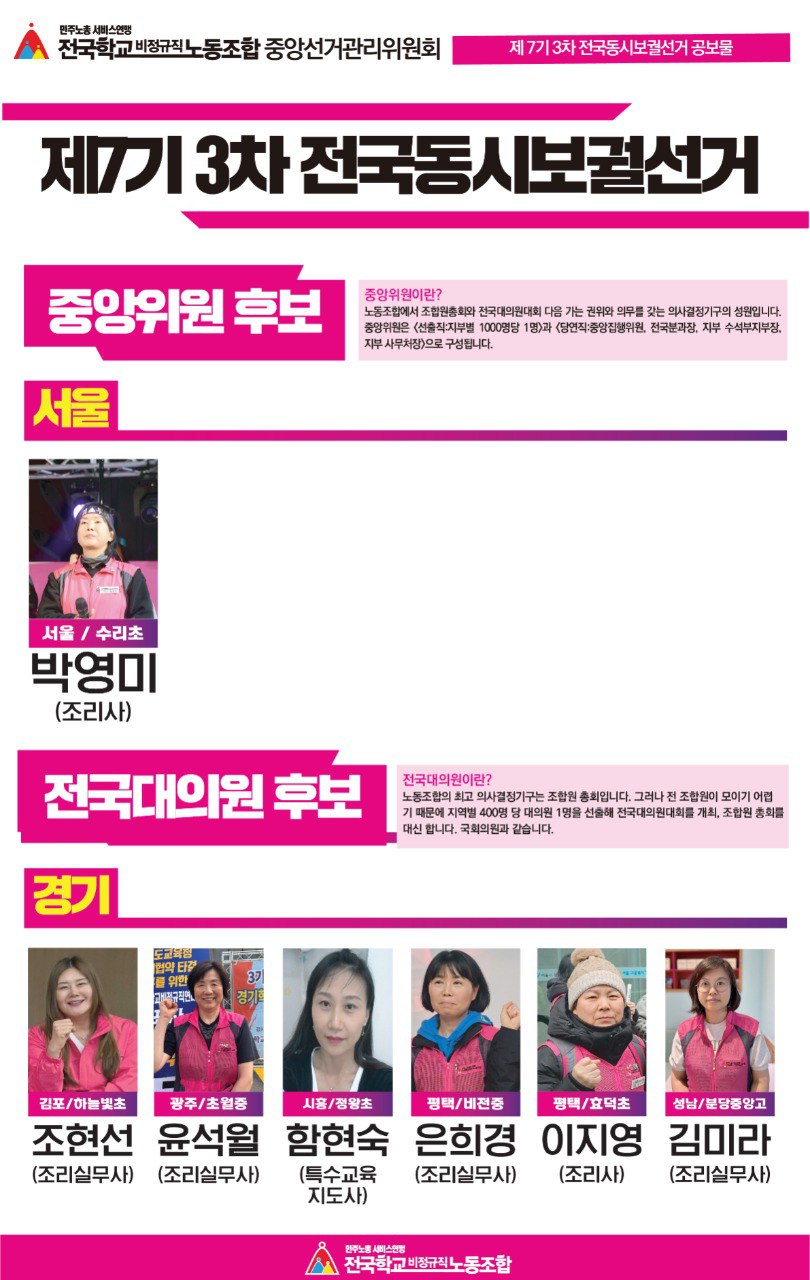 제7기 3차 전국동시보궐선거 중앙위원 공보물 사진