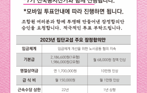 2023년 임금(집단)교섭 잠정합의안 승인 찬반투표 안내 사진